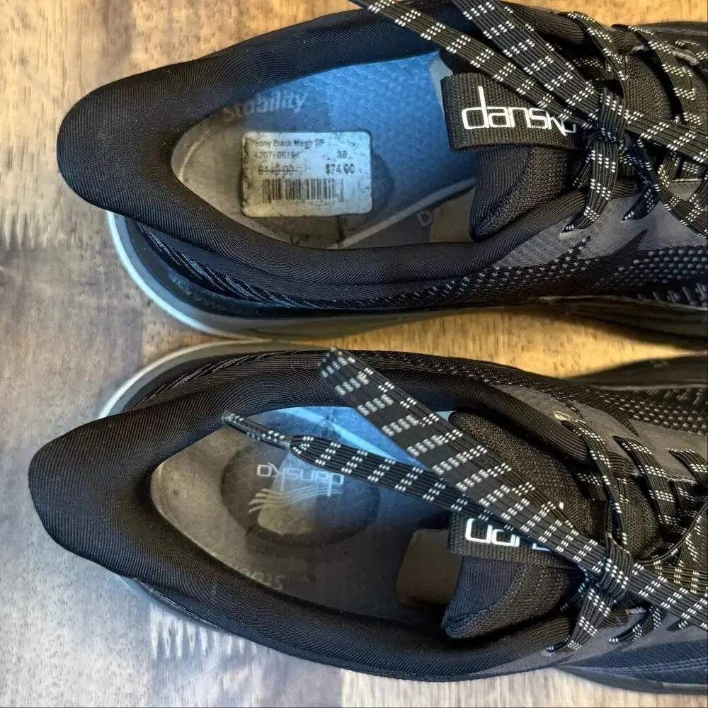 Dansko Peony Sneaker Mesh Arch Support Neutral Athletic Black Shoe Women's 38